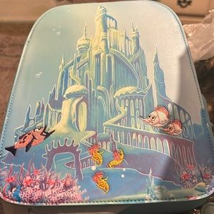 Loungefly mini little mermaid castle backpack and card wallet
